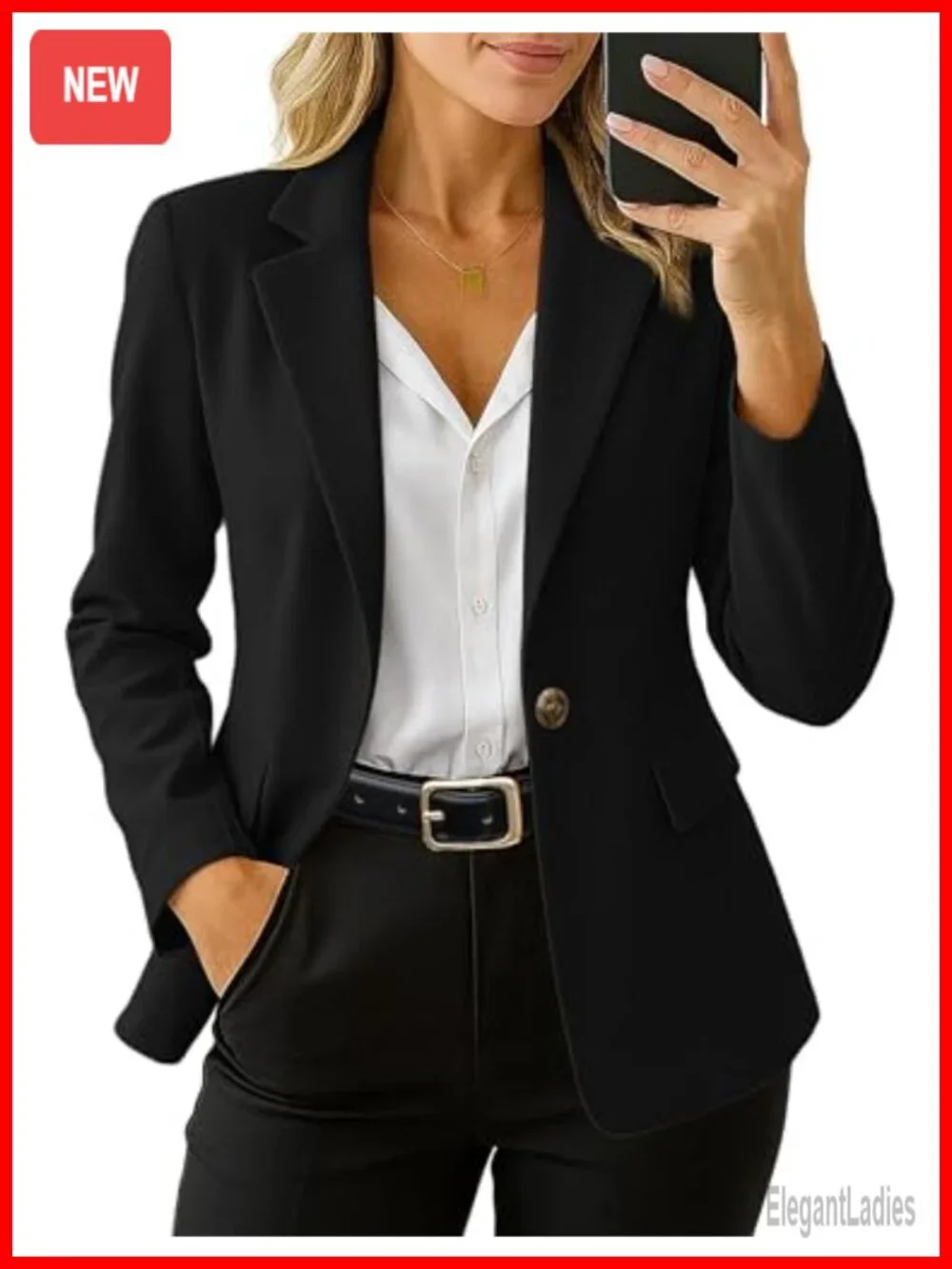 Women's Long Sleeve Blazer Business Casual Suit Jacket Full Lined Notch Lapel